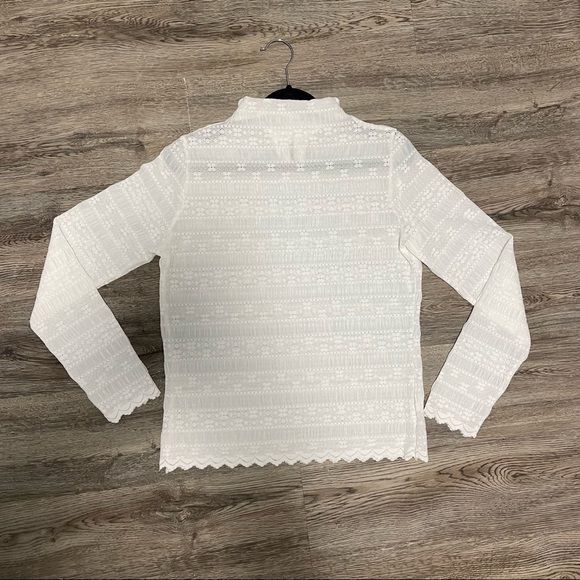 Mock Neck Lace Long Sleeve Top - Picture 4 of 6